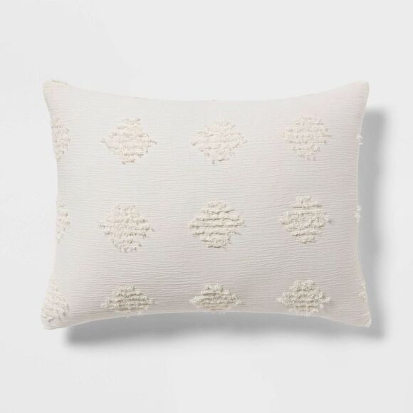 Threshold - Full/Queen Tufted Diamond Crinkle Duvet Cover and  Ivory - Picture 4 of 4